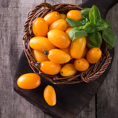tomaat-pruim-cherrytomaat (Solanum-lycopersicum-Mirado<sup>®</sup>-Orange-F1)